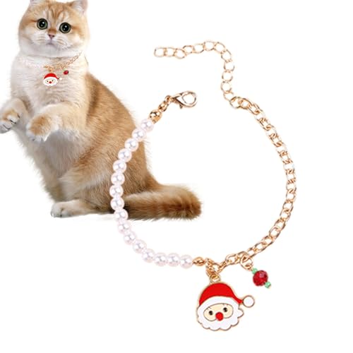 Haustierhalsband für Katzen, verstellbares Haustierhalsband, Katzenhalsband, bunte Kätzchen-Perlen-Halskette, Dekoration, klassische Weihnachtsfarbschema, Halskette, Dekoration, Themenparty, von ノーブランド品