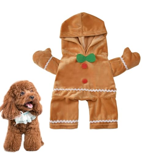 Hund Lebkuchenkostüm Hund Weihnachtskostüm Lustig Hoodie für Hund Hund Weihnachten Kostüm Niedlich Lebkuchenmann Kostüm für Hund Katze Welpen Feier Feier von ノーブランド品