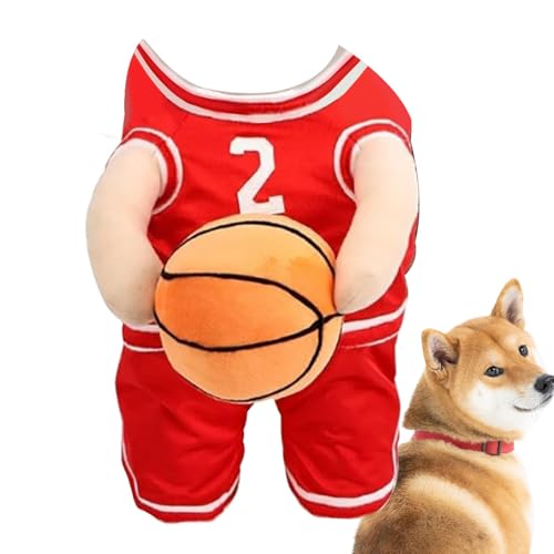 Hunde-Basketballspieler-Kostüm, Hund, hält Basketball, Basketball, Hundekostüm, atmungsaktiv, für Welpen, Haustier, Halloween-Kostüm für Hunde und Katzen, verstellbarer Riemen für Halloween und von ノーブランド品