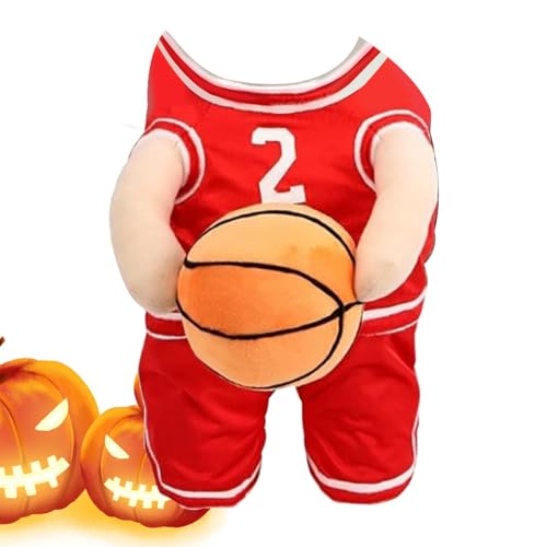 Hunde-Basketballspieler-Kostüm, Hund, hält Basketball, Basketball, Hundekostüm, atmungsaktiv, für Welpen, Haustier, Halloween-Kostüm für Hunde und Katzen, verstellbarer Riemen für Halloween und von ノーブランド品