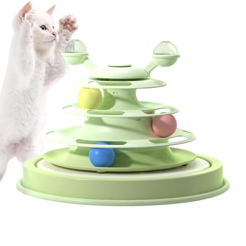 Interaktives Katzenspielzeug Ball, Spinner Katzenspielzeug für Indoor-Katzen, Spielzeug Katze Drehteller Spielzeug | Katzenspielzeug Dreifach Interaktives Lustiges Haustier-Katzenzubehör für Kätzchen, von ノーブランド品