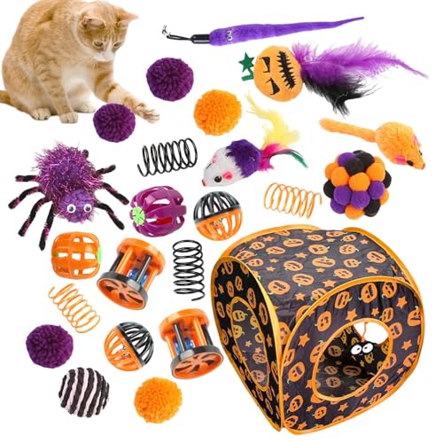 Interaktives Spielzeug für Indoor-Katzen, interaktives Katzenspielzeug, Federspielzeug, Halloween-Kätzchen-Spielzeug, Federspielzeug, nützliches und niedliches Katzenspielzeug für Kaninchen und Welpen von ノーブランド品