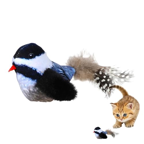 Interaktives Vogel-Katzenspielzeug | Squirting Cat Plüschtier - Squirting Cat Toy, Chirping Bird for Exercise, Cat Play Alone, Kitten von ノーブランド品