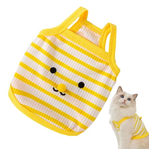 Katzen-Shirt, Katzenkleidung – gestreiftes haarloses Katzen-Shirt, dehnbar, atmungsaktiv und weich, bezaubernde Katzenkleidung, perfekt für Thanksgiving, Party, 1,4–5 kg Katzen, alle Jahreszeiten von ノーブランド品