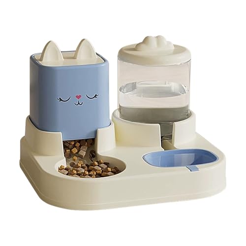 Katzenfutter und Wasserspender Set, Automatischer Hundefutterspender und Wasser, Katzenfutter und Wasserspender Set Große Kapazität Hundefutterbehälter Wasserspender | Doppelnapf mit Pet Feeder und von ノーブランド品