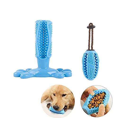 Kauspielzeug für Hunde, 2 Stück, aus Gummi, zur Reinigung der Zähne, ungiftig, resistent gegen Beißen, Spielzeug, interaktives IQ für kleine mittelgroße Hunde (blau) von 通用