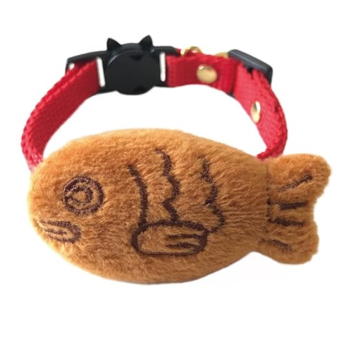 Kokoneko Honpo Flauschiges Taiyaki Katzenhalsband, Sicherheit mit Glöckchen, japanischer Stil, leicht, verstellbar, hergestellt in Japan, handgefertigt (rot) von ここねこ本舗