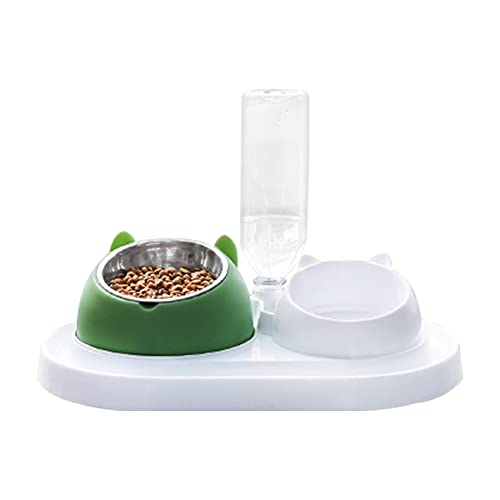 Koomiao Futternäpfe für Katzen, Futter- und Wasserspender für Katzen und Hunde, um 15 ° neigbar, Futternäpfe aus Edelstahl, ohne Verschütten, Schüssel für Haustiere (grün) von 通用
