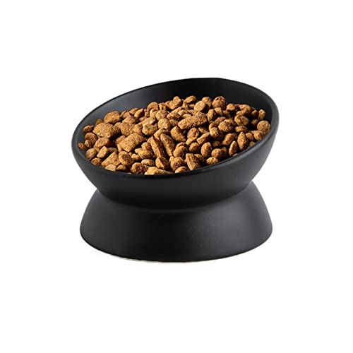 Koomiao Futternapf für Katzen, erhöht, aus Keramik, um 15 Grad neigbar, Schüssel für Katzen, Welpen und Katzen (schwarz) von 通用