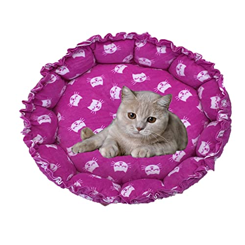 Koomiao Katzenbett, rund, flauschig, Katzenbett, Plüsch, warm, Katzenhöhle, weich und bequem, für Katzen (Ø 55 cm, Violett) von 通用