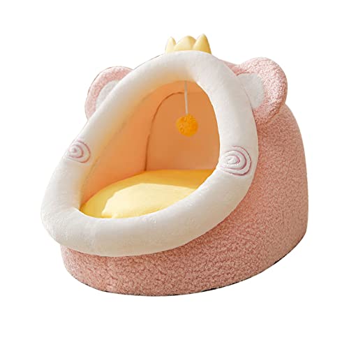 LIEMUAO Flauschiges Katzenbett,Katzenhöhle mit abnehmbar weich Innerkissen,Katzenhöhlen Katzenbett ,Kuschelhöhle für Katzen und Welpen (M, Pink) von 通用