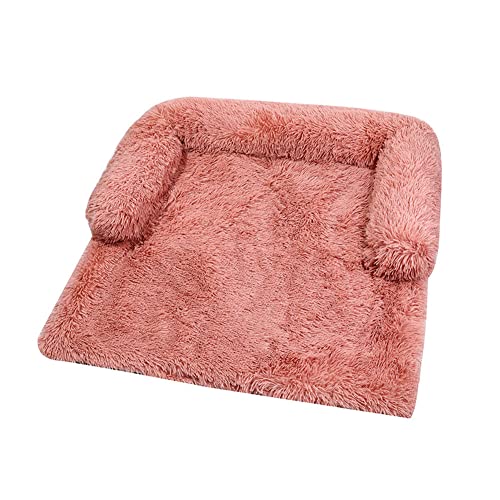 LIEMUAO Hundesofa Weiche Plüsch-Hundematte Waschbar Hundebett Herausnehmbar Haustierkissen Matratze ,Haustierbett für Hunde und Katzen (L, Rosa) von 通用