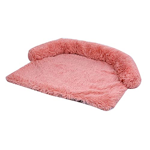 LIEMUAO Hundesofa Weiche Plüsch-Hundematte Waschbar Hundebett Herausnehmbar Haustierkissen Matratze ,Haustierbett für Hunde und Katzen (L, Rosa-1) von 通用