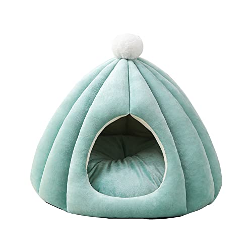 LIEMUAO Katzenbett,Kuschelhöhle für Katzen mit abnehmbar weich Innerkissen,Katzenkorb Schlafsack für Kleine bis Mittlere Größe Katzen (40×40cm, Grün) von 通用