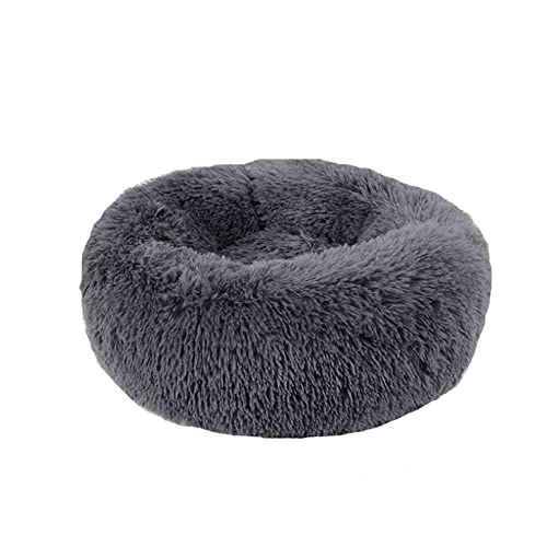 LIEMUAO Katzenbett Rund 40cm/50cm Weich Hundebett Warme Plüsch Haustier Schlafsofa für Haustiere/Welpen/Haustier/Katzenbett in Doughnut-Form (40cm, Dunkelgrau) von 通用