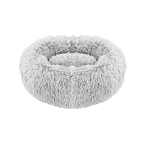 LIEMUAO Katzenbett Rund 40cm/50cm Weich Hundebett Warme Plüsch Haustier Schlafsofa für Haustiere/Welpen/Haustier/Katzenbett in Doughnut-Form (40cm, Grau) von 通用