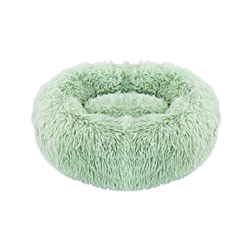 LIEMUAO Katzenbett Rund 40cm/50cm Weich Hundebett Warme Plüsch Haustier Schlafsofa für Haustiere/Welpen/Haustier/Katzenbett in Doughnut-Form (40cm, Grün) von 通用