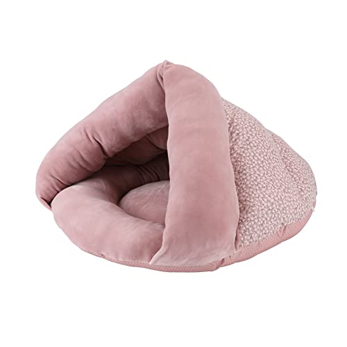 LIEMUAO Katzenhöhle, Katzenbett Flauschig mit abnehmbar weich Innerkissen,Katzenhaus für Katzen Kätzchen Welpen mit abnehmbarem Katzenkopfkissen (L, Rosa) von 通用