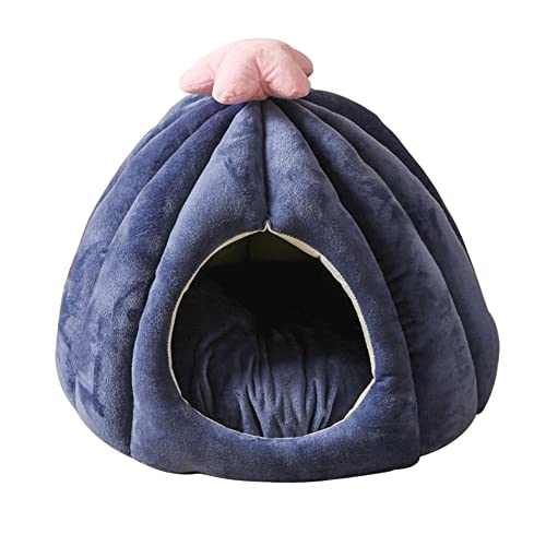 LIEMUAO Katzenhöhle,Katzenbett mit weich Innerkissen,Kuschelhöhle mit abnehmbar für Kleine bis Mittlere Größe Katzen (45cm×45cm, Blau) von 通用