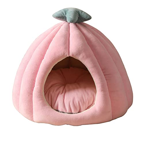 LIEMUAO Katzenhöhle,Katzenbett mit weich Innerkissen,Kuschelhöhle mit abnehmbar für Kleine bis Mittlere Größe Katzen (45cm×45cm, Rosa) von 通用