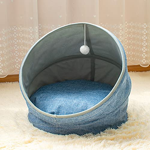 LIEMUAO Katzenhöhle faltbar Kuschelhöhle Katze,Waschbar Katzenhaus,Katzenzelt,Winterfest Katzenbett für Katzen,mittelgroße kleine Hund (Blue) von 通用