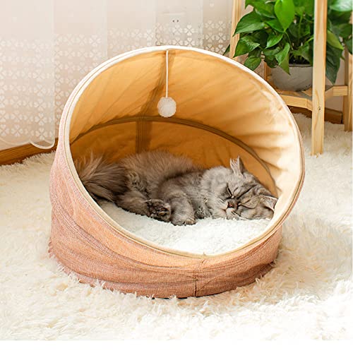 LIEMUAO Katzenhöhle faltbar Kuschelhöhle Katze,Waschbar Katzenhaus,Katzenzelt,Winterfest Katzenbett für Katzen,mittelgroße kleine Hund (Rosa) von 通用