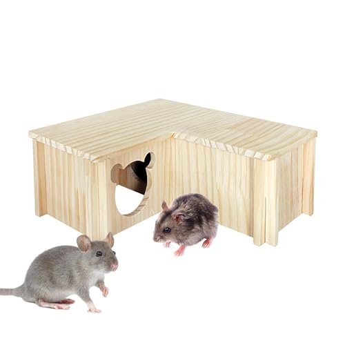 Mehrkammer-Hamsterhaus Labyrinth Holz Hamsterhaus 3 Zimmer Großes Kleintier Haustier Tunnel Erkundungsspielzeug | Kleintier-Lebensraum Dekoration für Zwerghamster, Aleming, Maus und Lemming von ノーブランド品