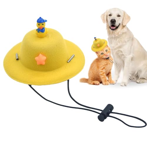 Niedliche Hundehüte für kleine Hunde, Verkleidungshüte für Hunde, niedliches Enten-Design, Haustier-Cosplay- mit runder Krempe, mit verstellbarer Schnalle, Seil mit runder Krempe, Cosplay- von ノーブランド品