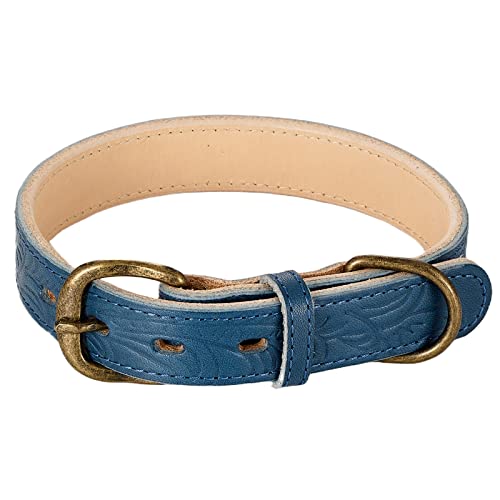 POP Sand Tochigi Hundehalsband aus Leder, für große Hunde, Blau, Größe 21 (31,8–37,8 cm), hergestellt in Japan, BONBI ALCON von ポップサンド