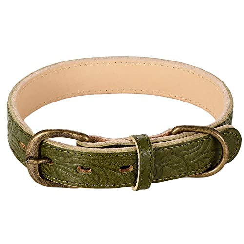 POP Sand Tochigi Hundehalsband aus Leder, für große Hunde, Grün, Größe 21 (31,8–37,8 cm), hergestellt in Japan, BONBI ALCON von ポップサンド