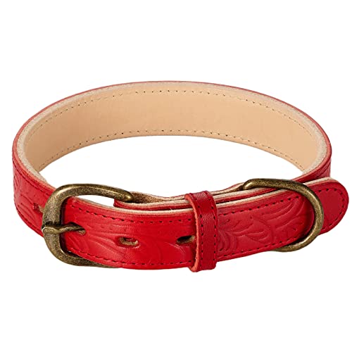 POP Sand Tochigi Hundehalsband aus Leder, für große Hunde, Rot, Größe 21 (31,8–37,8 cm), hergestellt in Japan, BONBI ALCON von ポップサンド