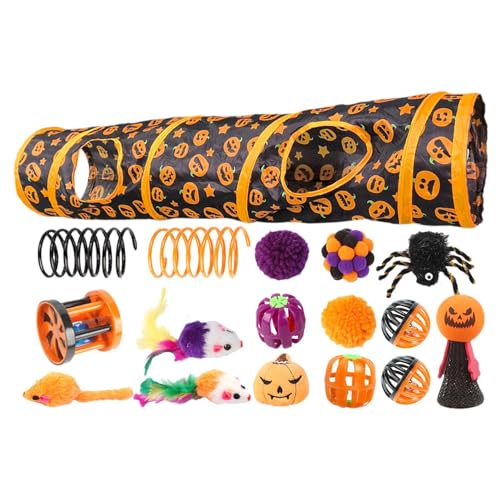 Pet Cat Tunnel Tube, Katzenspielzeug Set mit Tunnel - Katzentunnel Halloween Unvergleichliche Katzenhöhle und Katzenspielzeug | Interaktives Spielzeug und Aktivitätszentrum für gelangweilte von ノーブランド品