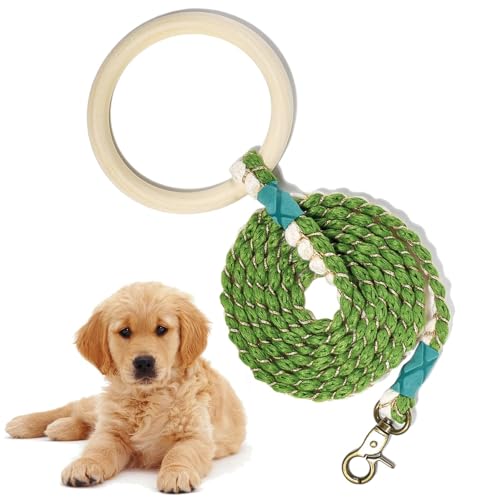 Robuste Hundeleine aus Seil, 1,5 m lange Hundeleine mit Holzgriff, dicke Hundeleine, verstellbare Welpen-Trainingsleine für alle Arten von Hunden von ノーブランド品