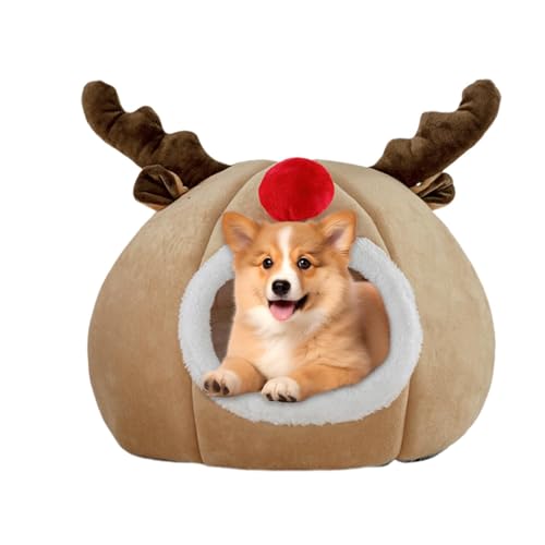 Weihnachten Katzenbett Winter Katzenhöhle Warmes Hundebett Hundezelt Bett Waschbar Indoor Katzennest Halbversiegeltes Katzenhaus Bett Katzennest Kätzchen Welpen Kleine Hunde Tierhöhle mit Weich von ノーブランド品