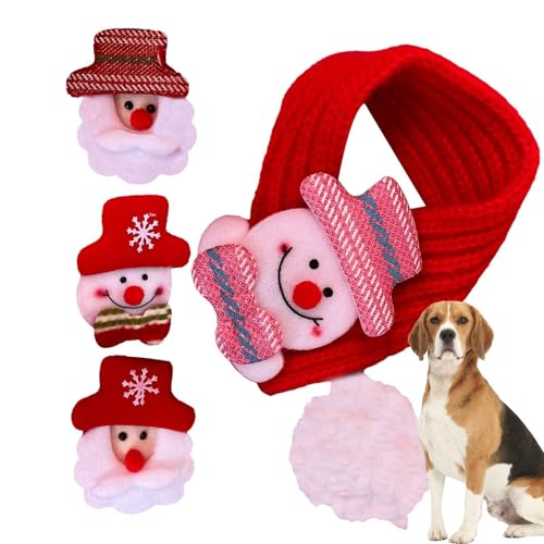 Weihnachtstuch, Katzen-Weihnachtsmann-Schal, gestrickter Haustier-Halswärmer, warmer Hunde-Winterschal mit 4 Weihnachtsmann-Dekorationen für Hunde und Katzen von ノーブランド品