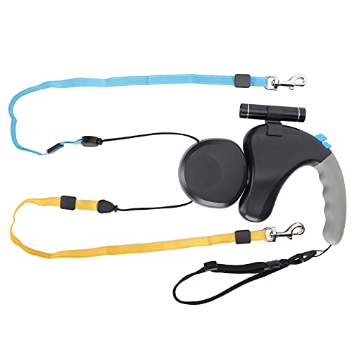 01 Doppelt einziehbare Hundeleine, Haustierleine frei drehbar mit Spotlight Hundeleine Leine fühlt Sich angenehm an Langlebig mit Lanyard für Hunde zum Spazierengehen(Black) von 01