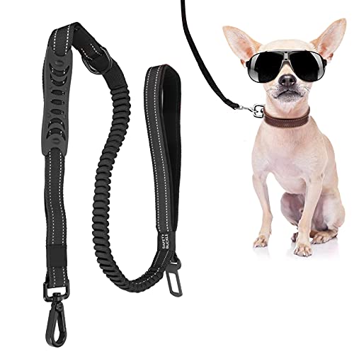 Hundeleine, robuste Haustiergeschirrgurte Hundeauto-Sicherheitsgurte bequem mit doppelten weichen Griffen zum Training oder zum Spazierengehen mit dem Hund(Black) von 01