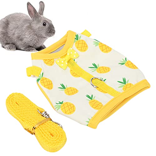 Kaninchengeschirr, niedliches kleines Hundegeschirr Netzgewebe für Chinchillas für Kaninchen für Frettchen für Meerschweinchen(S Number, Yellow Pineapple) von 01