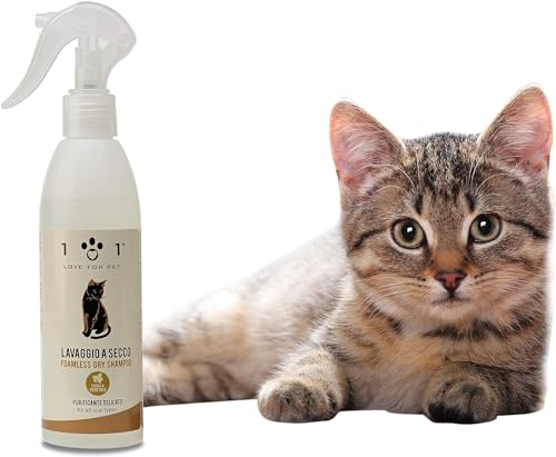 Natürliches und pflanzliches Trockenshampoo für Katzen, ohne Wasser oder Ausspülen – für eine effektive chemische Reinigung, Linie 101 (100 ml) von 101 love for pet