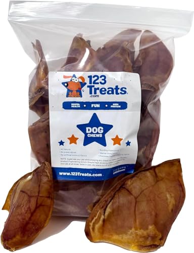 123 Treats Große Schweineohren für Hunde Qualitäts-Hundekauartikel 100% natürliche Schweineohren voller Protein für Ihr Haustier (30 Stück) von 123 Treats