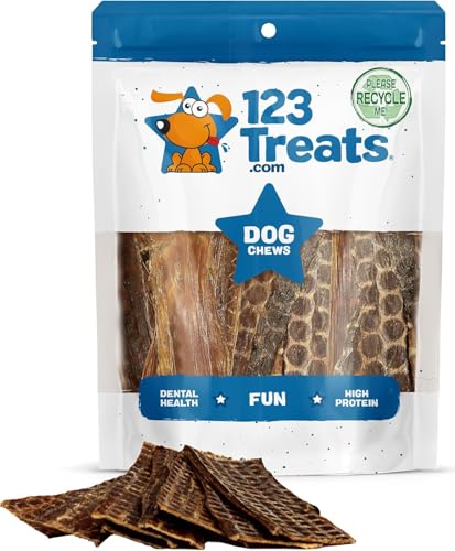 123 Treats Leckereien für Hunde der Speiseröhre mit Rindfleisch (15,2 cm – 25 Einheiten), 100 % natürlich zum Kauen für Hunde – Trockenfleisch-Snack ohne Konservierungsstoffe, Hormone und Antibiotika von 123 Treats