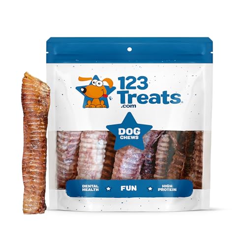 123 Treats Premium Rindertröhre für Hunde – 30,5 cm, natürliche Leckereien aus 100 % Rindfleisch, reich an Glucosamin und Chondroitin für die Beweglichkeit der Gelenke und der Hüfte (10 Stück) von 123 Treats