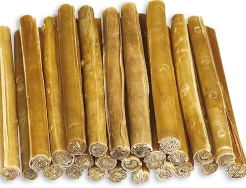 50 x Kaustab Rinderhaut 13cm Natürliche Hunde Zahnbürste Kaustab Kauen Sticks Dentasticks von 123diepvriesvoer.nl