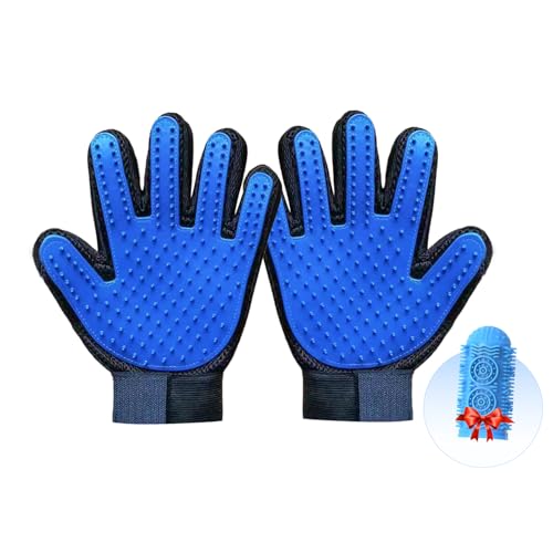 1TO3GO Pet 180 Silikon-Pflegehandschuhe, Hunde-Badhandschuhe (1 Paar, Blau) von 1TO3GO