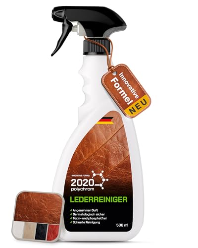 2020 Polychrom Lederreiniger für Möbel, Taschen, Jacken, Schuhe und Lederwaren – Phosphat- und Phosphonatfrei, Hautfreundlich, Sicher, Schnelle Reinigung, Feuchtigkeitsspendend, Angenehmer Duft von 2020 Polychrom