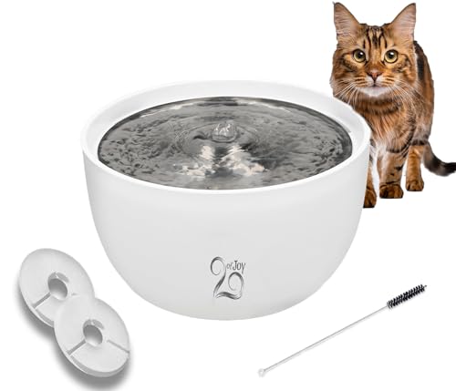 Wasserbrunnen für Katzen, automatischer Wasserspender für Hunde und Katzen, aus Edelstahl, sehr leise, 3 Liter, mit verstellbarem Durchfluss, inklusive Filter, ideal zum Trinken und Befeuchten von 20ofJoy