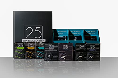 25 Trainingskarten Alle Reitübungen, Bodenarbeit, Reiterfitness & Sammelbox von 25 Trainingskarten