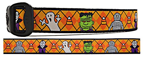 3 Dirty Dawgz Verstellbares 2,5 cm Argyle-Halloween-Hundehalsband für mittelgroße und große Hunde (2,5 cm (43,2 cm - 68,6 cm Hals)) von 3 Dirty Dawgz