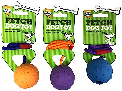 3 PACK Goodboy 08986 Hundespielzeug, Gummiball am Seil von 3 PACK