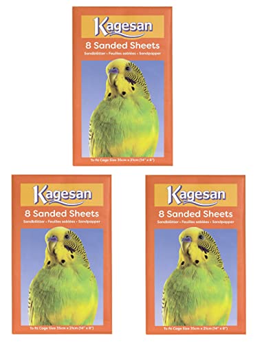 3 PACK Kagesan Sandpapier für Vogelkäfig, 35 x 21 cm, Orange, 24 Bögen von 3 PACK